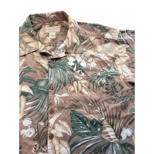 Boca Classics Men's Island Wear Shirt XL Brown Tropical Leaf Cotton Bamboo